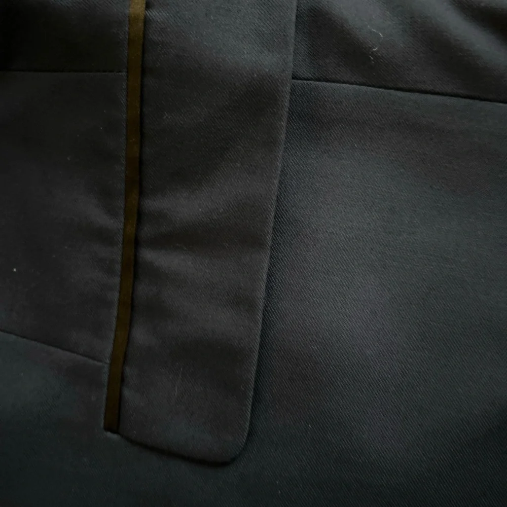 Navy Blue High-Waisted Dress Pants with Tapered Fit